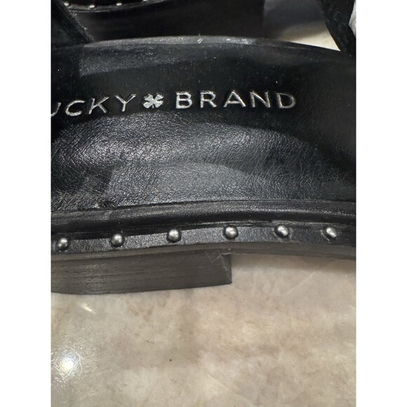 Lucky Brand Giovanna black leather cut-out ankle booties Women’s 8.5m rivets EUC - Picture 5 of 16